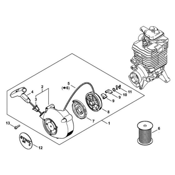 Rewind Starter for Stihl BR 600
