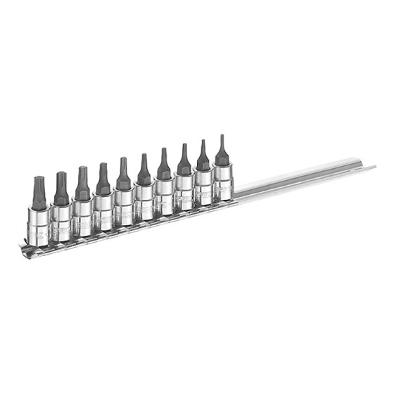 Socket Set of 10 Torx 1/4in Drive by Britool - E030703