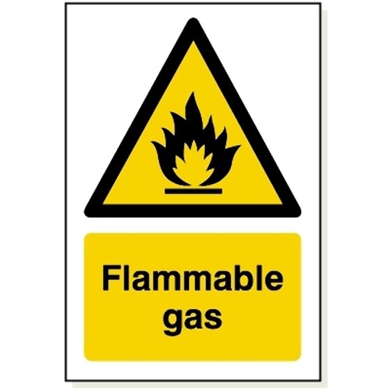 Flammable Gas Sign 240x360mm Foamex 3mm Safety Warning