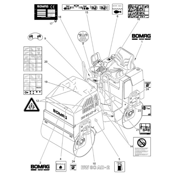 Decal Assembly for Bomag Roller