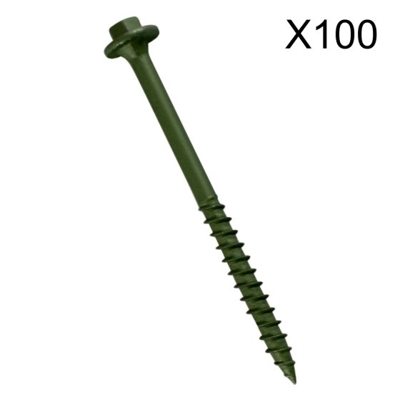7.0 x 75mm Hex Head Drive TimberScrews, Green Organic Finish (pack of 100)
