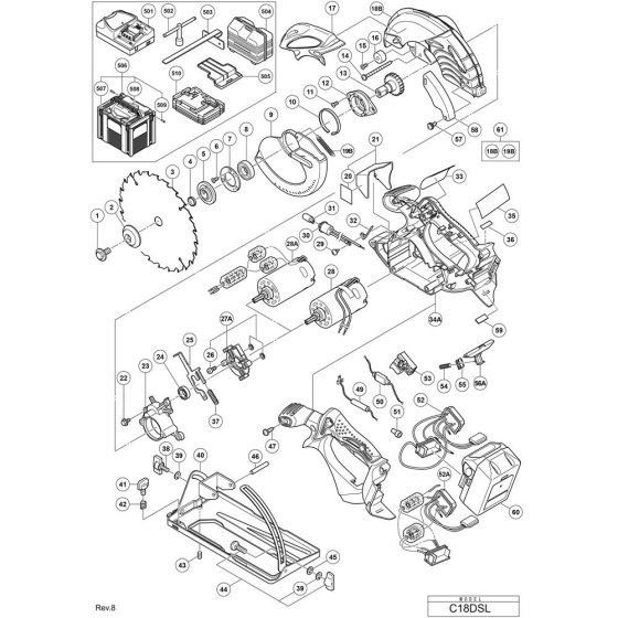 Hikoki C18DSL Main Assembly