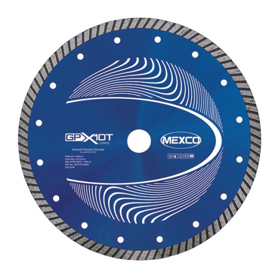 Mexco 230mm Diamond Blade Concrete X10 Turbo Rim Grade
