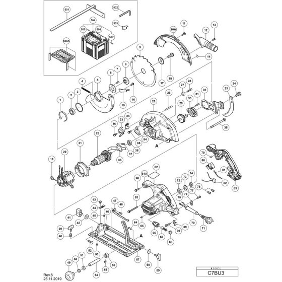 Main Assembly for Hikoki C7BU3