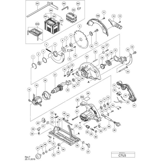 Hikoki C7U3 Main Assembly