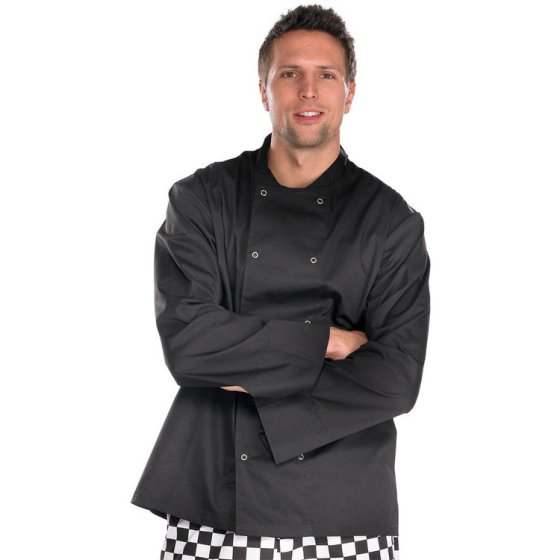 Chefs / Catering Jacket Poly/Cotton Long Sleeve Stud Fastening Black XL