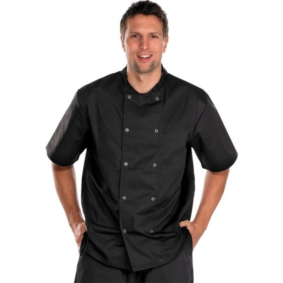 Chefs / Catering Jacket Poly/Cotton Short Sleeve Stud Fastening Black LGE