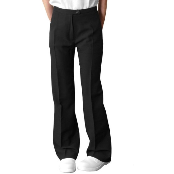 Ladies Trousers Polyester Stretch Material Zip Fly Button Waist Black 08