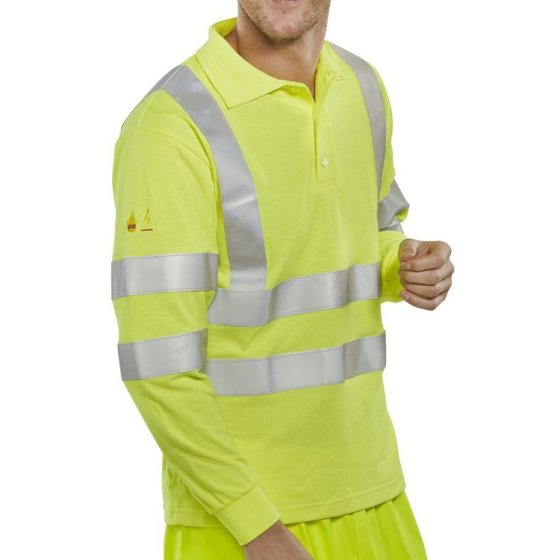 Polo Long Sleeved Hi-Vis Anti Static Fire Retardant Saturn Yellow Size 4XL