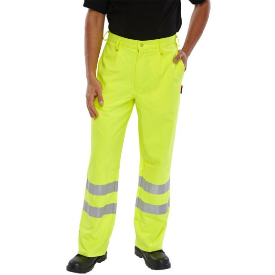 Hi-Vis Trousers 270g Fire Retardant Anti Static Saturn Yellow Size 30