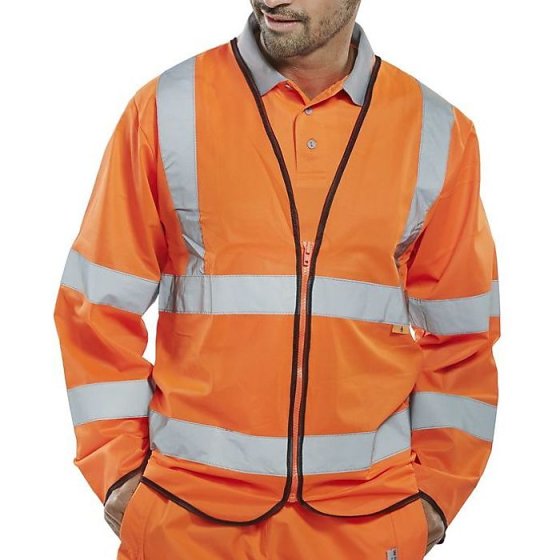 Hi-Vis Long Sleeve Jerkin Fire Retardant Saturn Orange Size 4XL