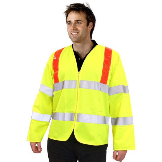 Long Sleeve Jerkin Hi-Vis Reflective Material Velcro Fastening ISO20471 3XL