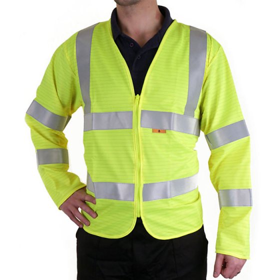 Hi-Vis Long Sleeve Jerkin Fire Retardant Saturn Yellow Size SML