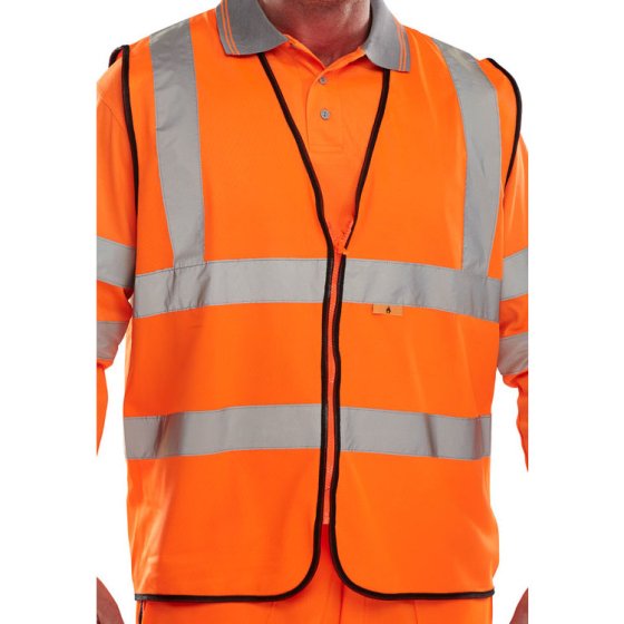 Hi-Vis Waistcoat 100% Polyester Fire Retardant Orange Size SML