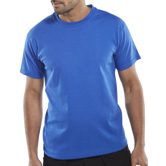 Tee Shirt Cotton Fabric Twin Needle Stitching 180gsm Weight Royal Blue M
