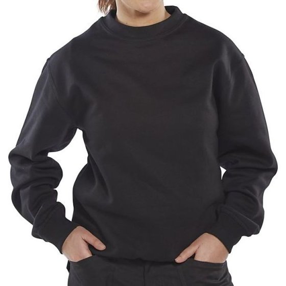Sweatshirt Polyester Cotton Fleece Inner Ribbed Cuff/Waistband Black 3XL