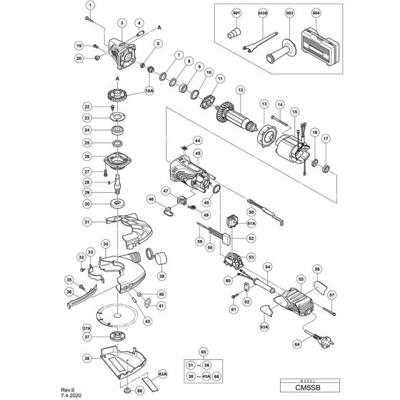 Main Assembly for Hikoki CM5SB