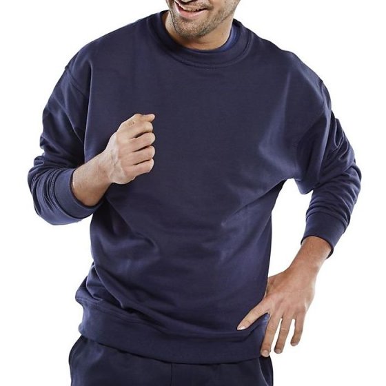 Premium Sweatshirt Cotton/Poly Drop Shoulder Rib Cuff/Waist Navy Blue XL