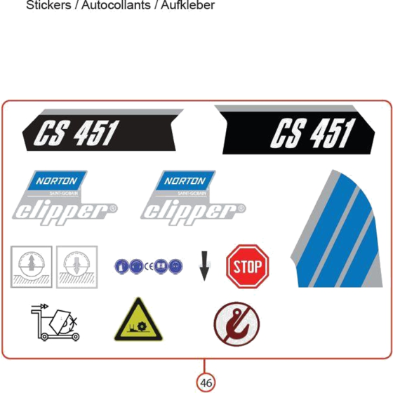 Labels for CS451E Floor Saw