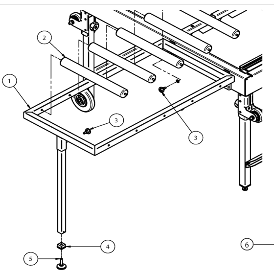 Table Roller Extension Assembly