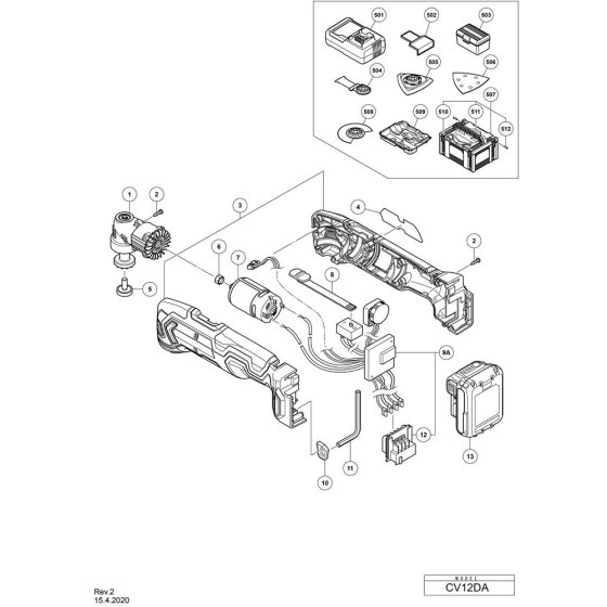Main Assembly for Hikoki CV12DA