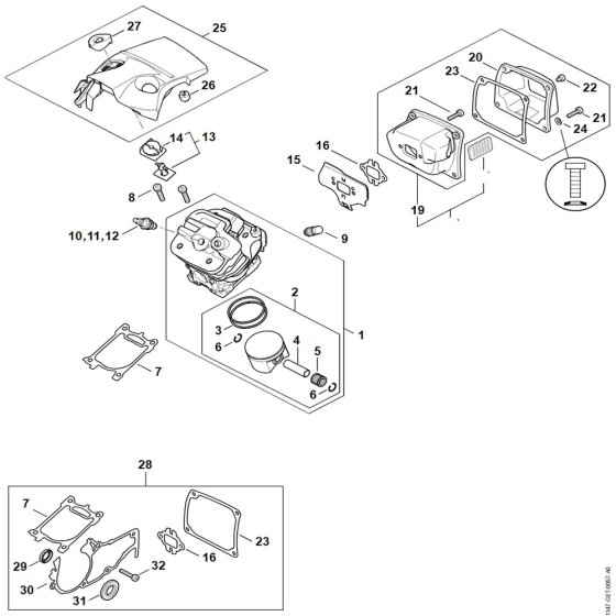 Cylinder & Muffler Assy for Stihl