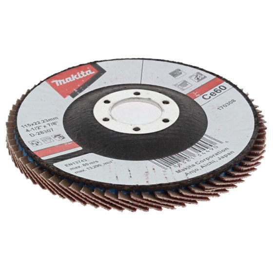 Flap Disc 115mm - 60 Grit - Makita OEM No. D-28307