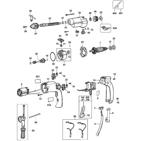 DeWalt D21720 Drill Assembly