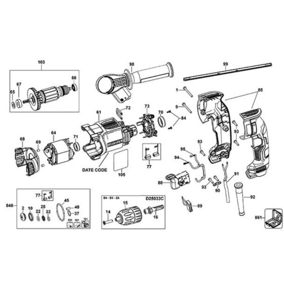 Main Assembly for DeWalt D25033