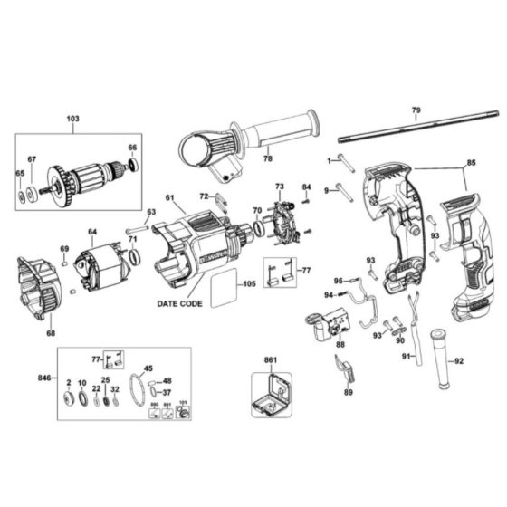 Main Assembly for DeWalt D25132