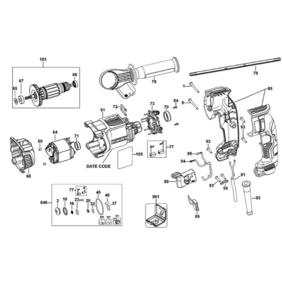 DeWalt D25134 Main Assembly