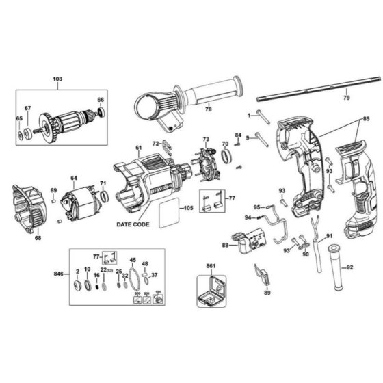 DeWalt D25134 Main Assembly