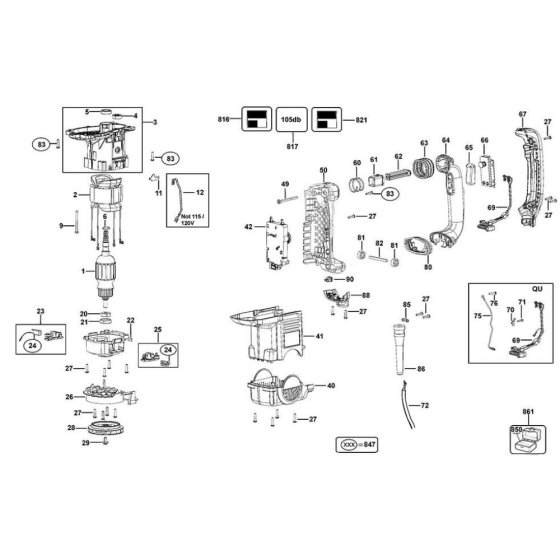 Main Assembly for DeWalt D25831K