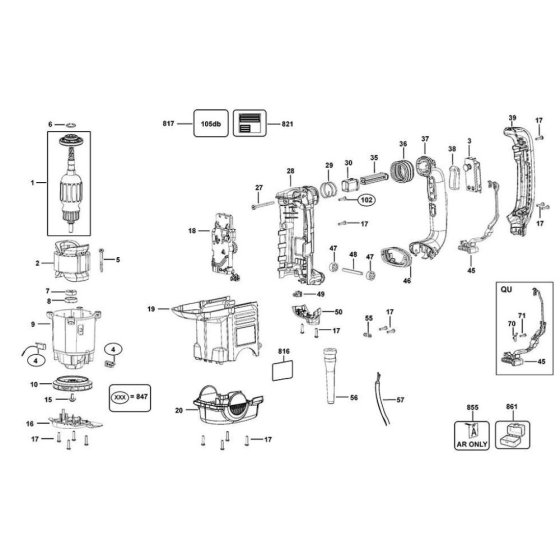 Main Assembly for DeWalt D25891K