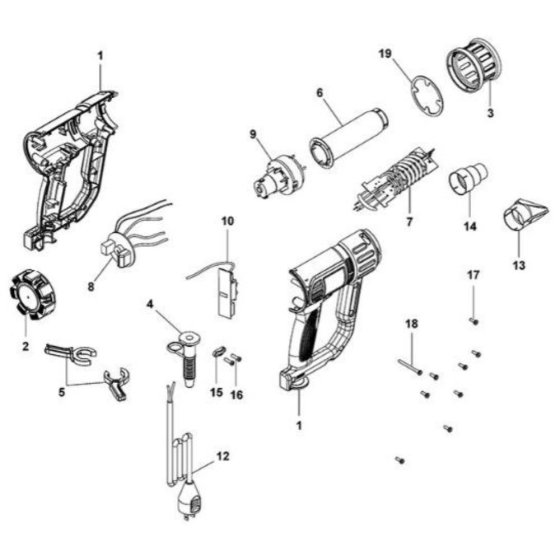 Main Assembly for DeWalt Heat Gun