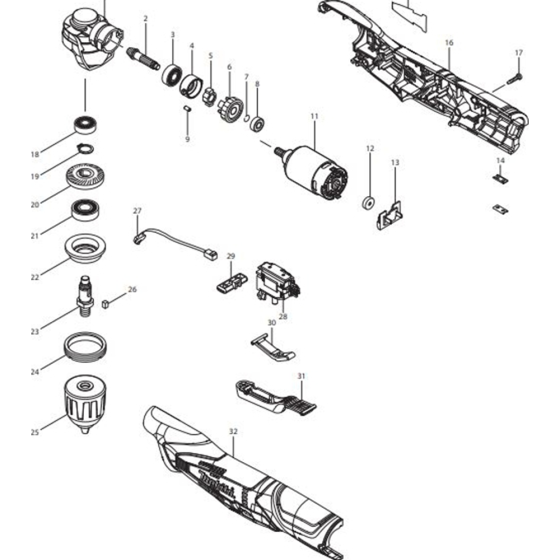 Makita DA331DZ Main Assembly