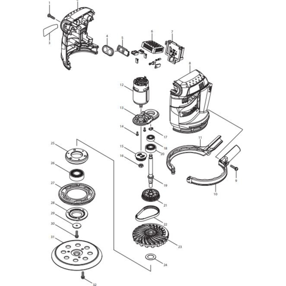 Makita DBO140RFE Assembly