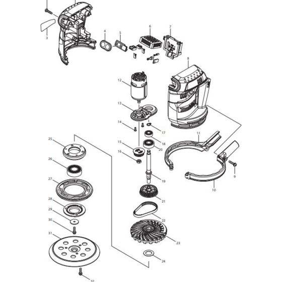 Main Assembly for Makita DBO180RFE