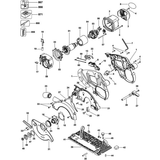 Main Assembly for DeWalt DC390