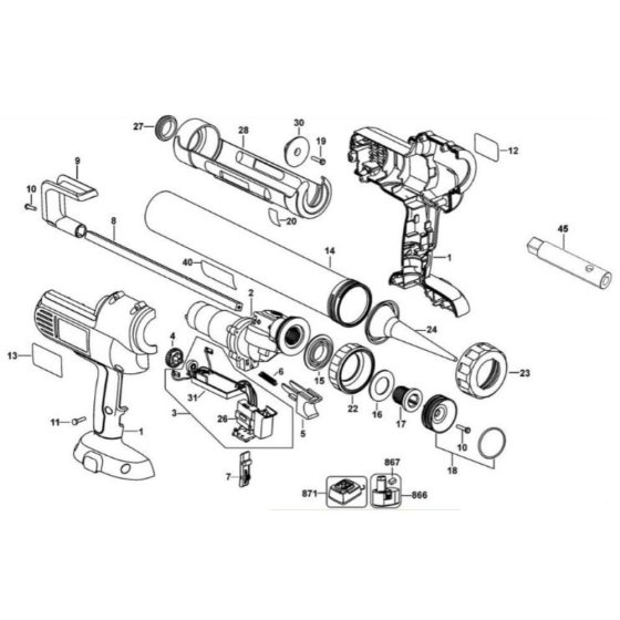 DeWalt DC542 Caulk Gun Assembly