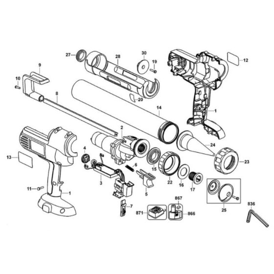 DeWalt DC547K Caulk Gun Assembly