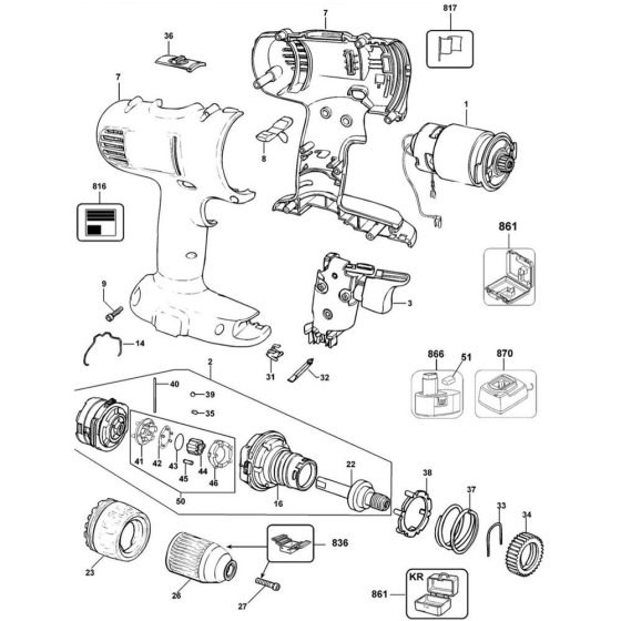 Main Assembly for DeWalt DC728K