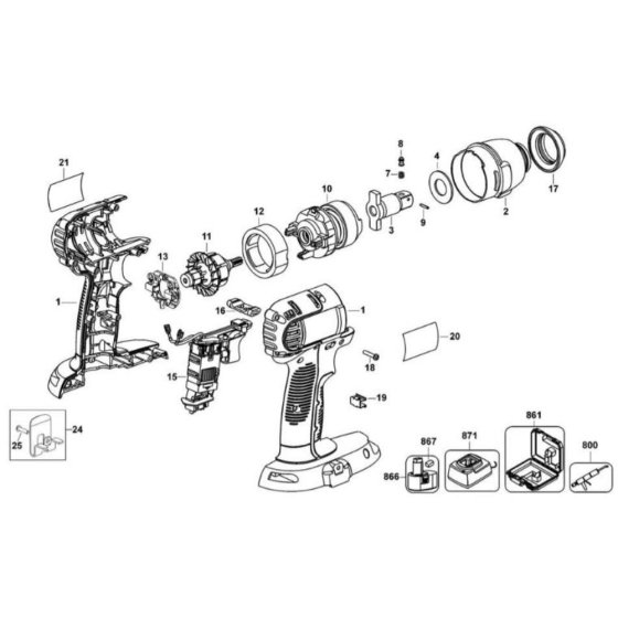 Main Assembly for DeWalt DC822