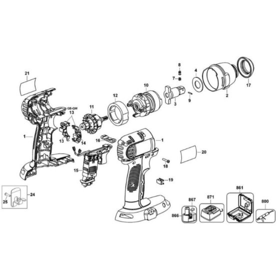 DeWalt DC830 Type 1 Assembly