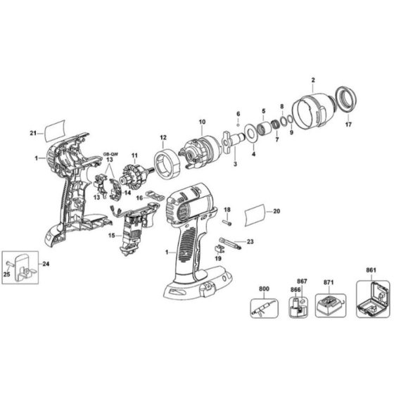 DeWalt DC835 Impact Wrench Assembly