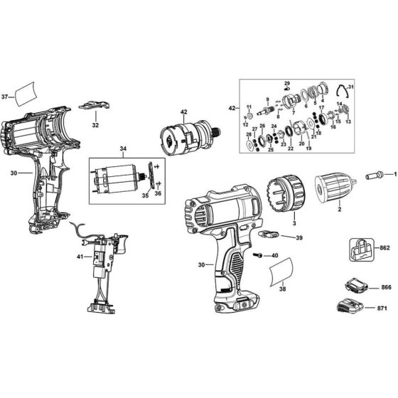 Main Assembly for DeWalt DCD700