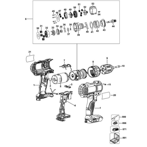 DeWalt DCD771 Main Assembly
