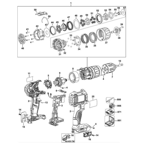 DeWalt DCD780 Main Assembly