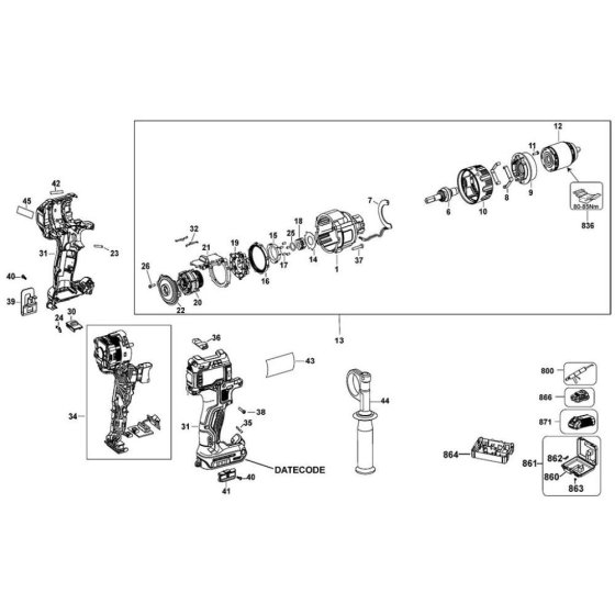 DeWalt DCD991 Main Assembly