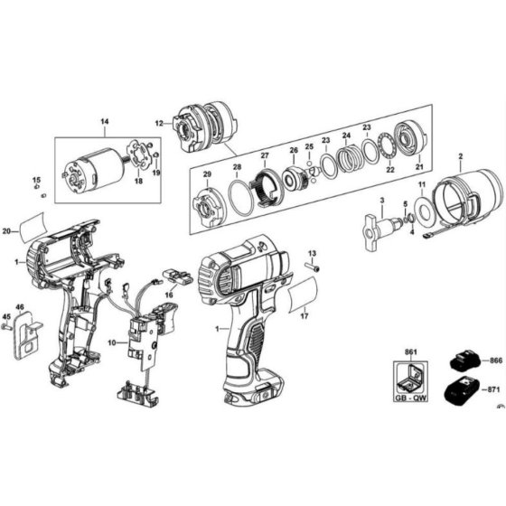 DeWalt DCF813 Main Assembly